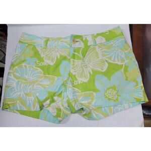 LILLY PULITZER Jubilee 50th Anniversary Shorts Green Blue Floral Size 6